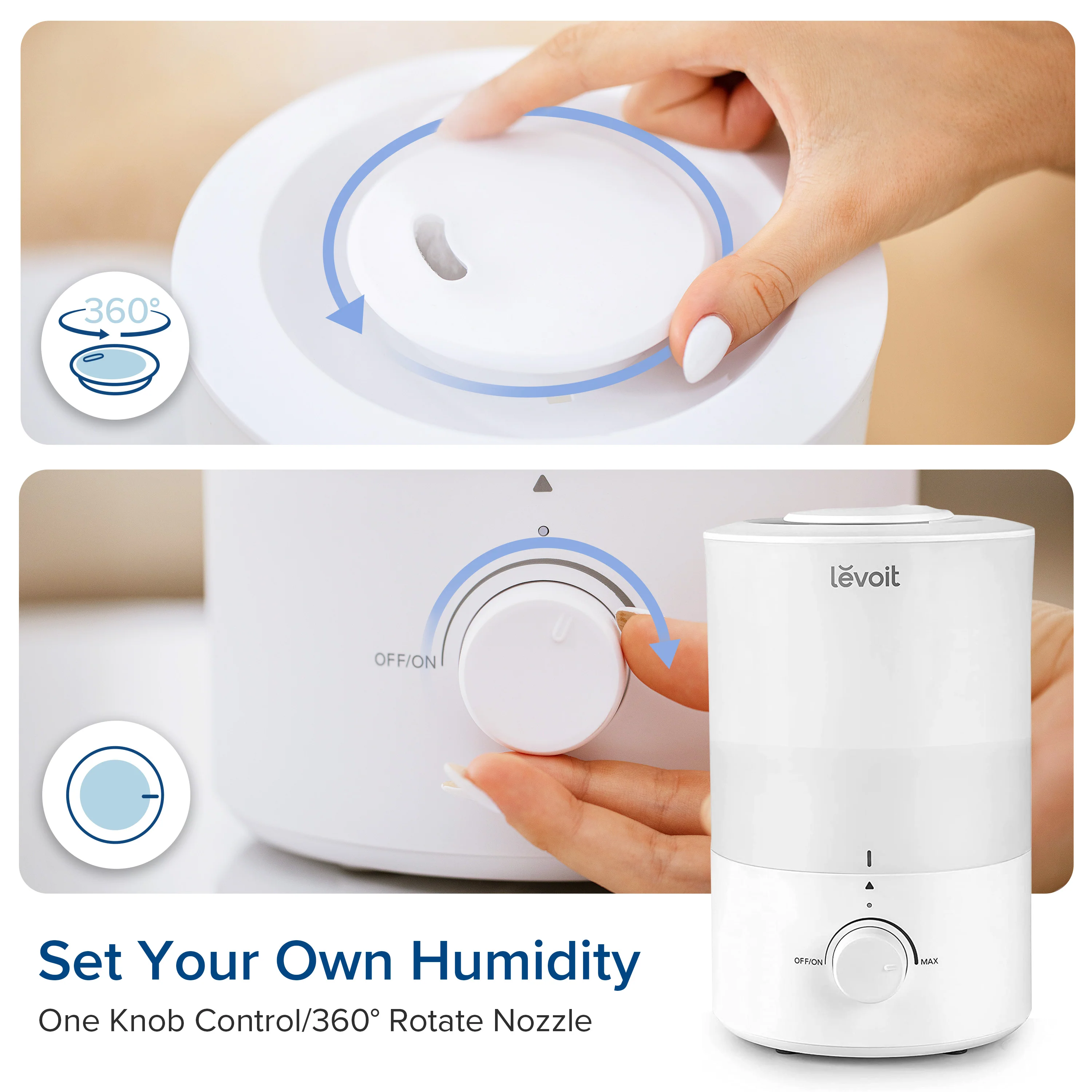 Levoit Dual 150 Ultrasonic Humidifier - White - Image 8